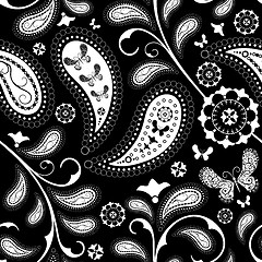 Image showing Seamless black floral pattern