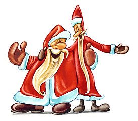 Image showing singing Santa Clauses