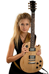 Image showing Rock Girl Playing An Electric Guitar