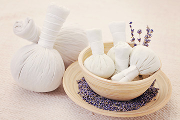 Image showing lavender massage stamps