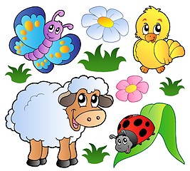 Image showing Various happy spring animals