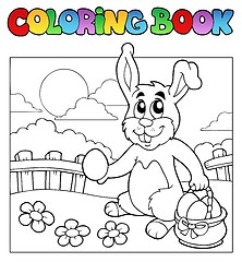 Image showing Coloring book with bunny and eggs