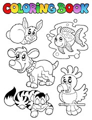 Image showing Coloring book with happy pets 1