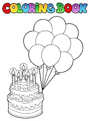 Image showing Coloring book with birthday cake 1