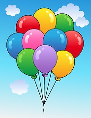 Image showing Blue sky with cartoon balloons 1