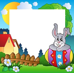 Image showing Easter frame with egg and bunny