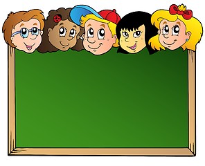 Image showing School board with children faces