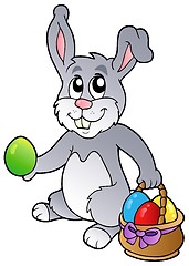 Image showing Bunny and Easter eggs