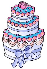 Image showing Wedding cake with ribbon