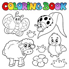 Image showing Coloring book with spring animals