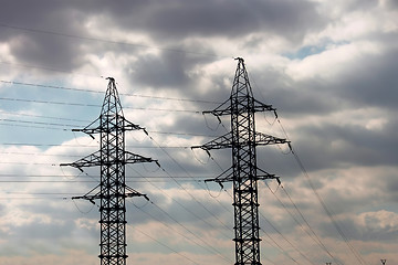 Image showing Two electrical pillars 