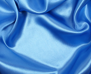 Image showing Smooth elegant blue silk as background 