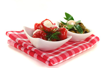 Image showing stuffed peppers and olives