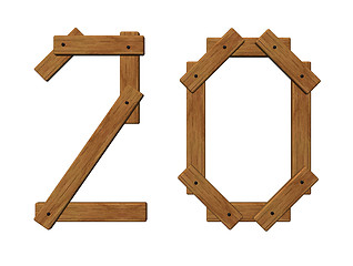 Image showing wooden number twenty