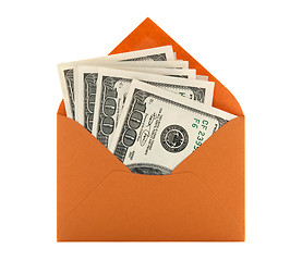 Image showing Money in an orange envelope