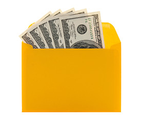 Image showing Money in a yellow envelope