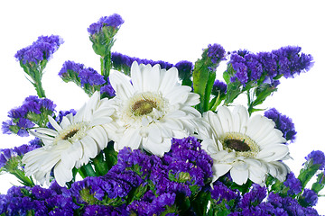 Image showing border of spring flowers on a white background 