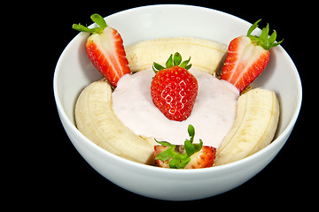 Image showing healthy yoghurt breakfast with fruits