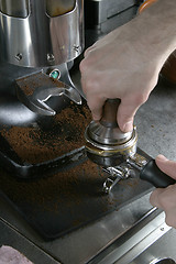 Image showing Tamping Espresso Grounds