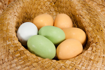 Image showing Easter eggs in  a hat