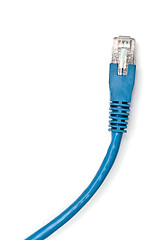 Image showing Blue network cable on white 