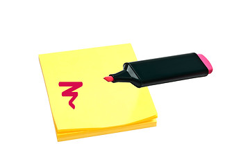 Image showing Highlighter and memo paper