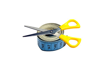 Image showing Tape measure and scissors