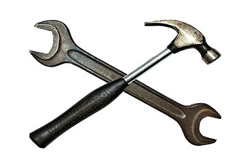 Image showing Hammer and wrench