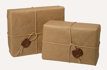 Image showing parcel with a rope and wax