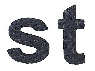 Image showing Lowercase stitched leather font s t letters