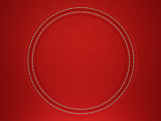 Image showing Red stitched circle shape on leather background