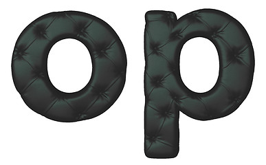 Image showing Luxury black leather font O P letters