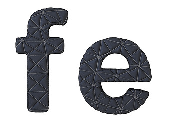Image showing Lowercase stitched leather font f e letters