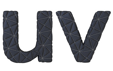 Image showing Lowercase stitched leather font u v letters