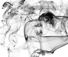 Image showing Complex Abstract smoke patterns on white