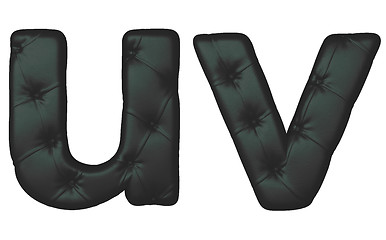 Image showing Luxury black leather font U V letters