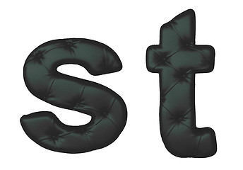 Image showing Luxury black leather font S T letters