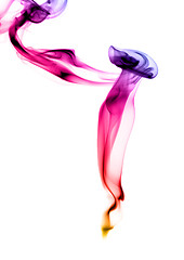 Image showing Colorful puff of smoke on white