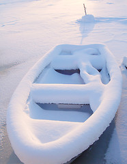 Image showing Boat Under Snow In Finland