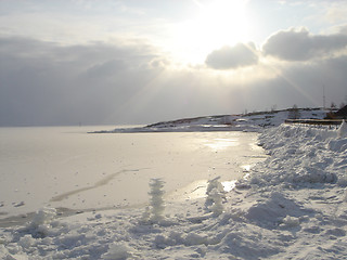 Image showing Frozen sea landscape with ice sculptures in Finland