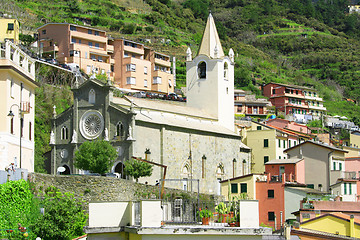 Image showing Italy. Cinque Terre. Church in  Riomaggiore village 