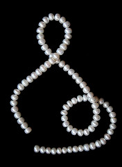 Image showing White pearls on the black velvet 