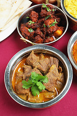 Image showing Indian curries high angle view