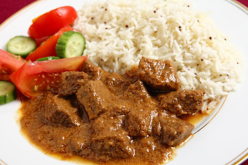 Image showing Beef korma and rice horizontal