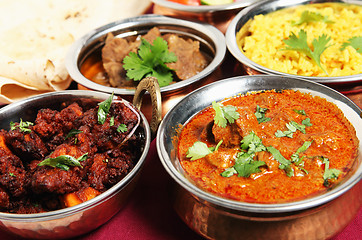 Image showing Chicken fry and lamb curry