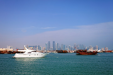 Image showing Doha Qatar small boats harbour