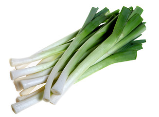 Image showing Young leeks isolated on white