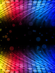 Image showing Disco Abstract Colorful Waves on Black Background