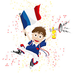 Image showing France Sport Fan with Flag and Horn