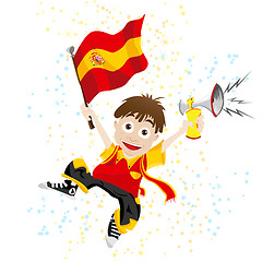 Image showing Spain Sport Fan with Flag and Horn